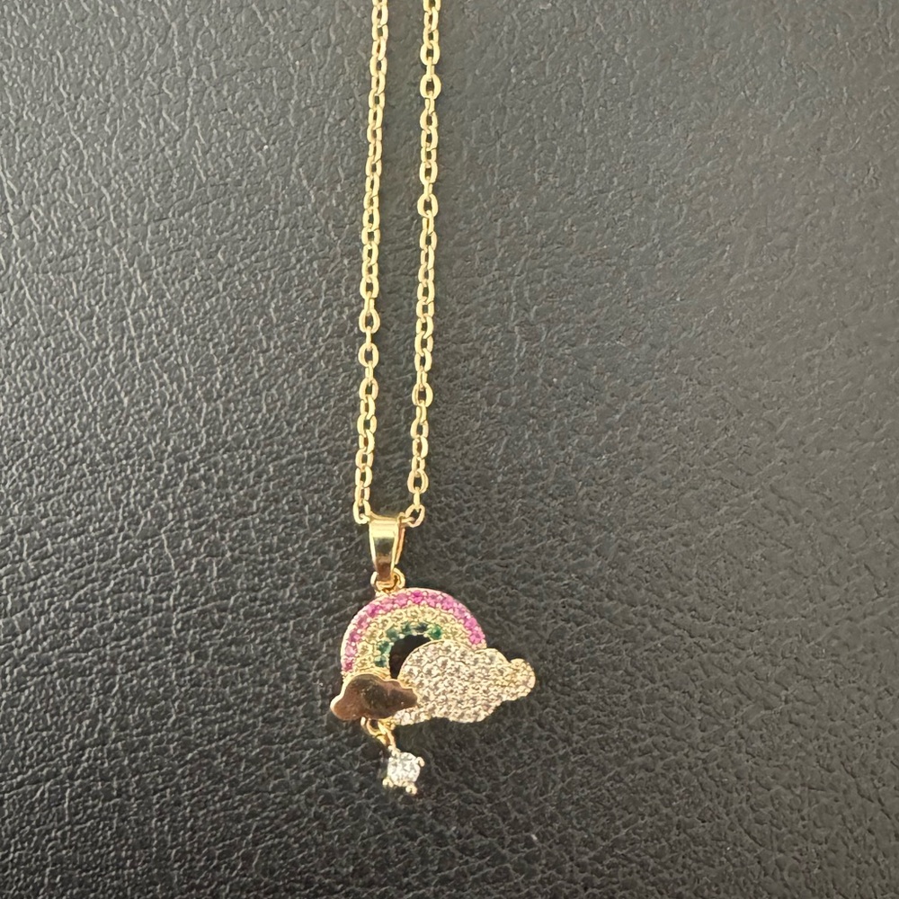 Stainless Steel Gold Rainbow Necklace